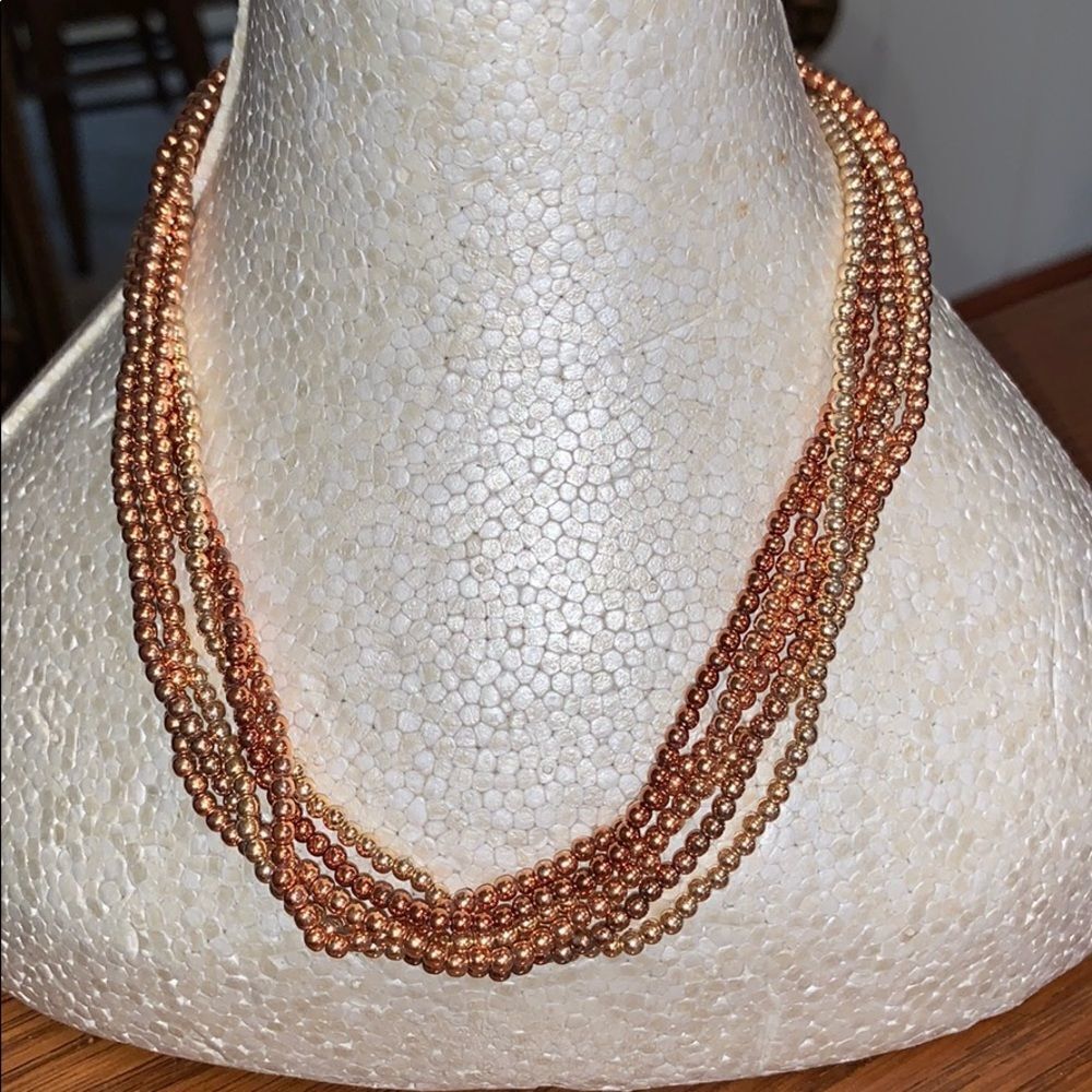 Vtg 6 strand gold bead necklace‎
